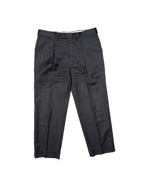Vintage Coppley Dress Pants Canada Wool Trousers Striped Grey 34x30